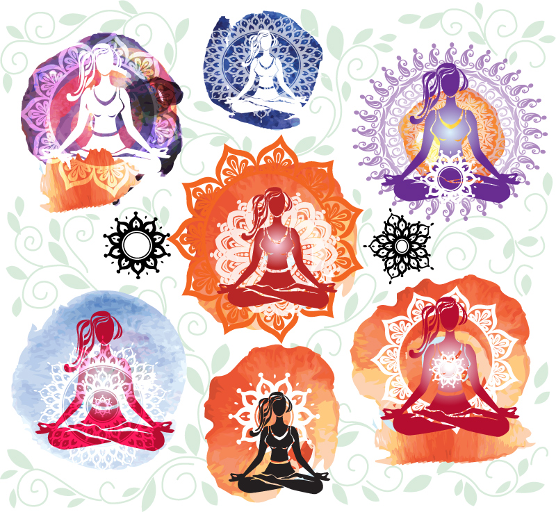 Yoga seamless background pattern vector material
