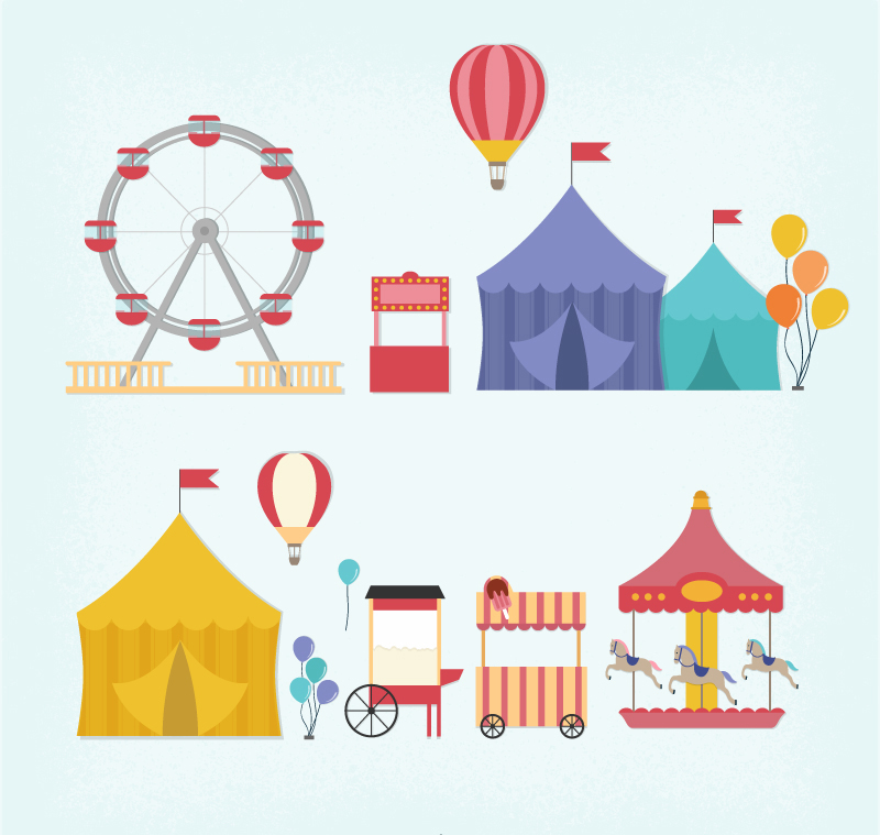 10 fresh models amusement park element vector material