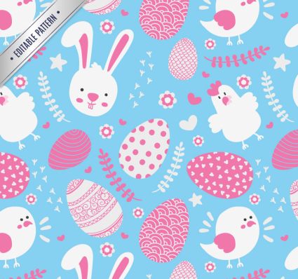 Fresh rabbit and egg seamless background vector
