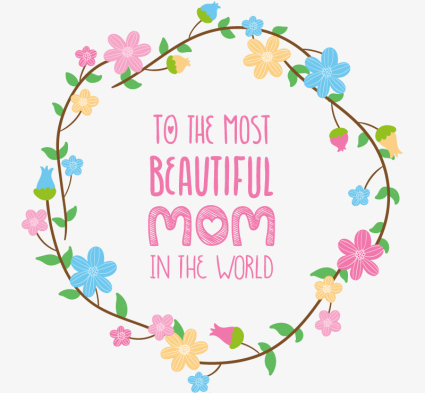 Cartoon wreath Mother's Day greeting cards vector material
