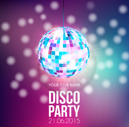 Fashion disco ball poster vector material