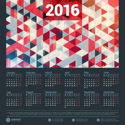 2016 calendar vector material geometry
