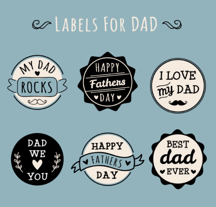 6 circular father's Day label vector material