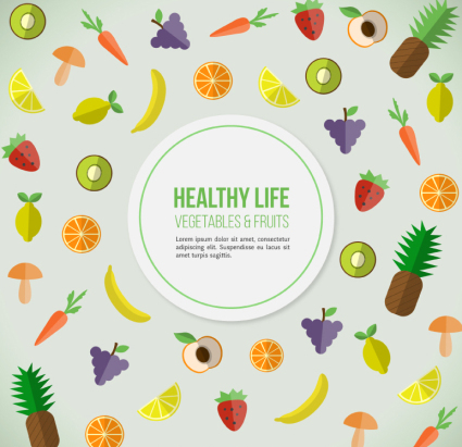 Healthy living food background vector material