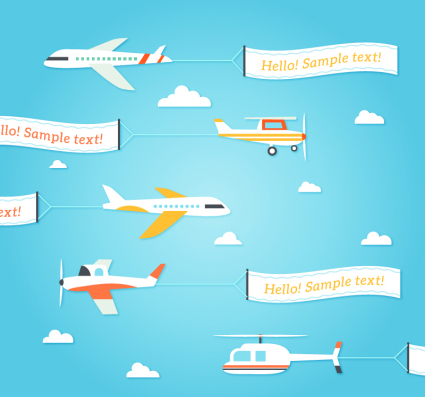 5 pull banners aircraft design vector