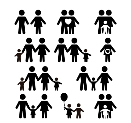 11 models black family character icon vector