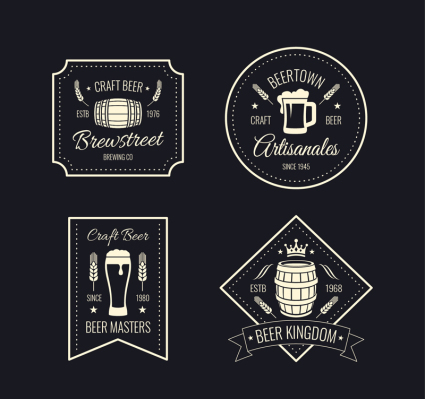 4 white beer label vector material