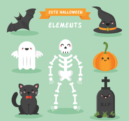 7 of cute Halloween element vector material