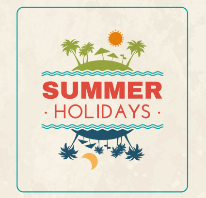Posters vector material fresh summer vacation