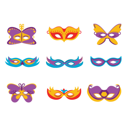 9 cartoon mask design vector material