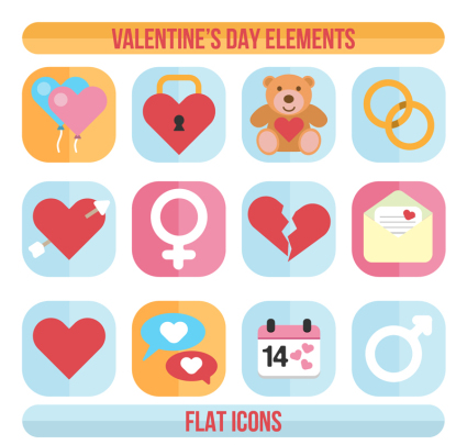 12 square Valentine's Day element vector material