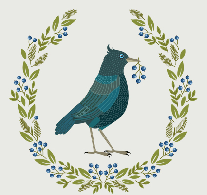 Creative title berry bird vector material