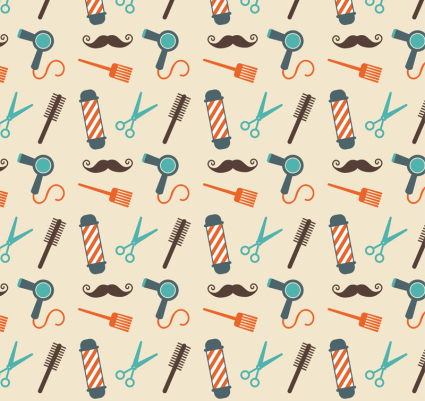 Barber elements seamless background vector