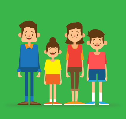 Cartoon family of four vector design