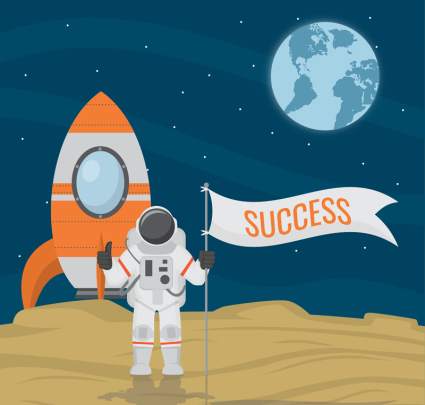 Successful lunar astronauts vector material