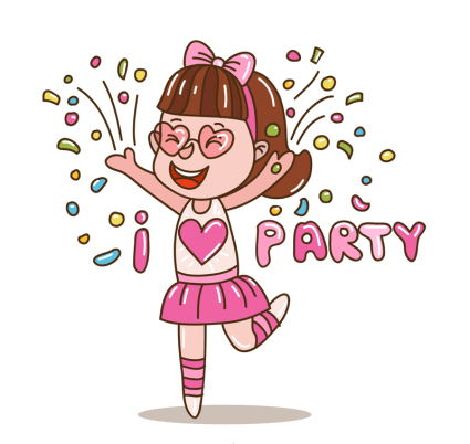 Cute party girl vector material