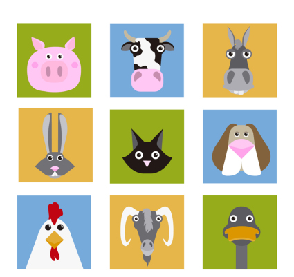 9 creative animal head portrait vector material