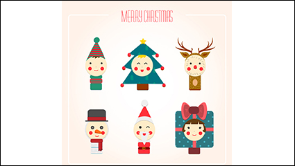 6 Christmas cartoon dolls vector material