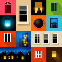 Cartoon background vector material of various types of windows