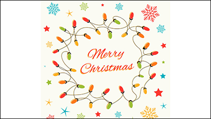 Cartoon Christmas lights string vector material