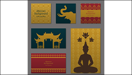 Thailand 6 card design elements vector material
