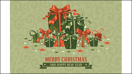 Retro Christmas gift greeting cards vector material