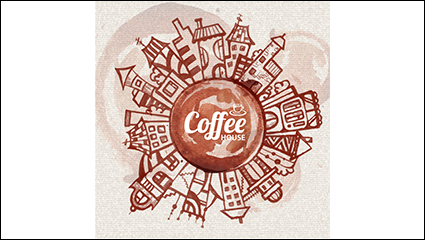 Coffee stains painted urban background vector material