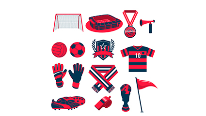 Paragraph fourteen red football element vector material