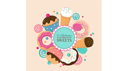 Color delicious dessert Vector material