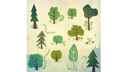 11 design models cartoon trees Vectors