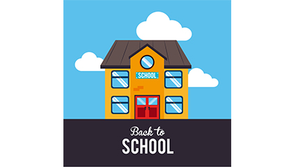 Cartoon classroom building back to school poster vector material