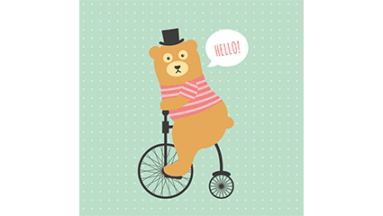 Riding a bicycle wheel size bear vector material