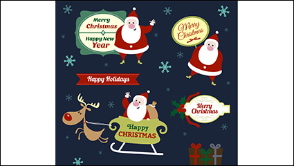 6 playful label vector material Santa Claus
