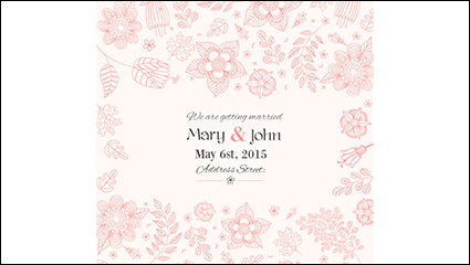 Hand-painted floral wedding invitation poster vector material