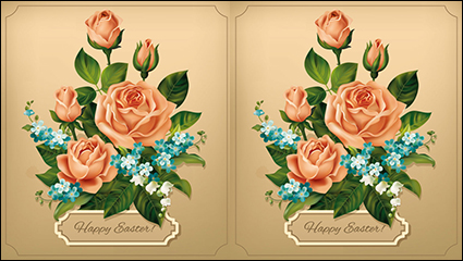 Beautiful bouquet of roses vector material