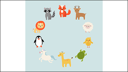 Ring consisting of cartoon animals vector material