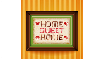 Sweet Home Cross Stitch paintings vector material