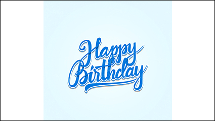 Blue Happy Birthday WordArt vector material