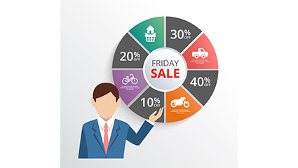 Business man and Friday sales chart vector material