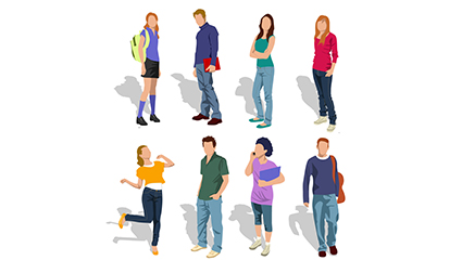 8 teenagers design vector material