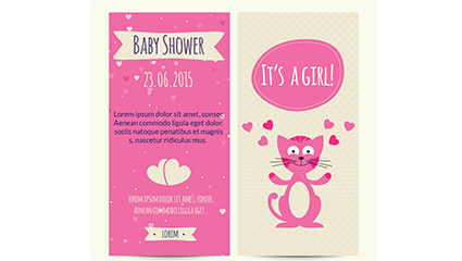Pink Party Invitation Card Ying infants vector material