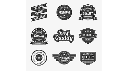 9 black quality label design vector