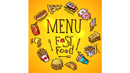 Fast food composition painted circular vector material