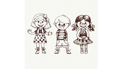 3 lovely hand-painted children vector material