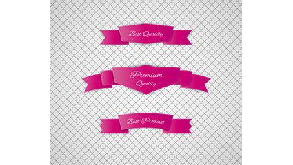 3 Rose red promotional ribbon vector material