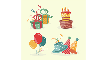 4 creative birthday element vector material