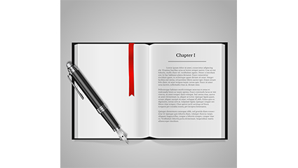 Open the book and pen vector