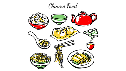9 Painted Chinese food vector material