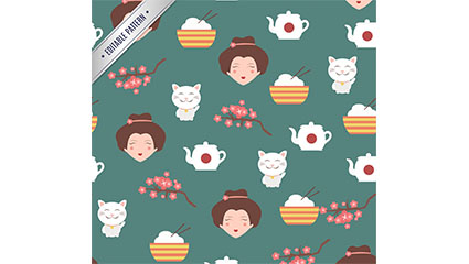 Creative Japan seamless background element vector material