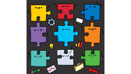 9 color cartoon puzzle pieces vector design